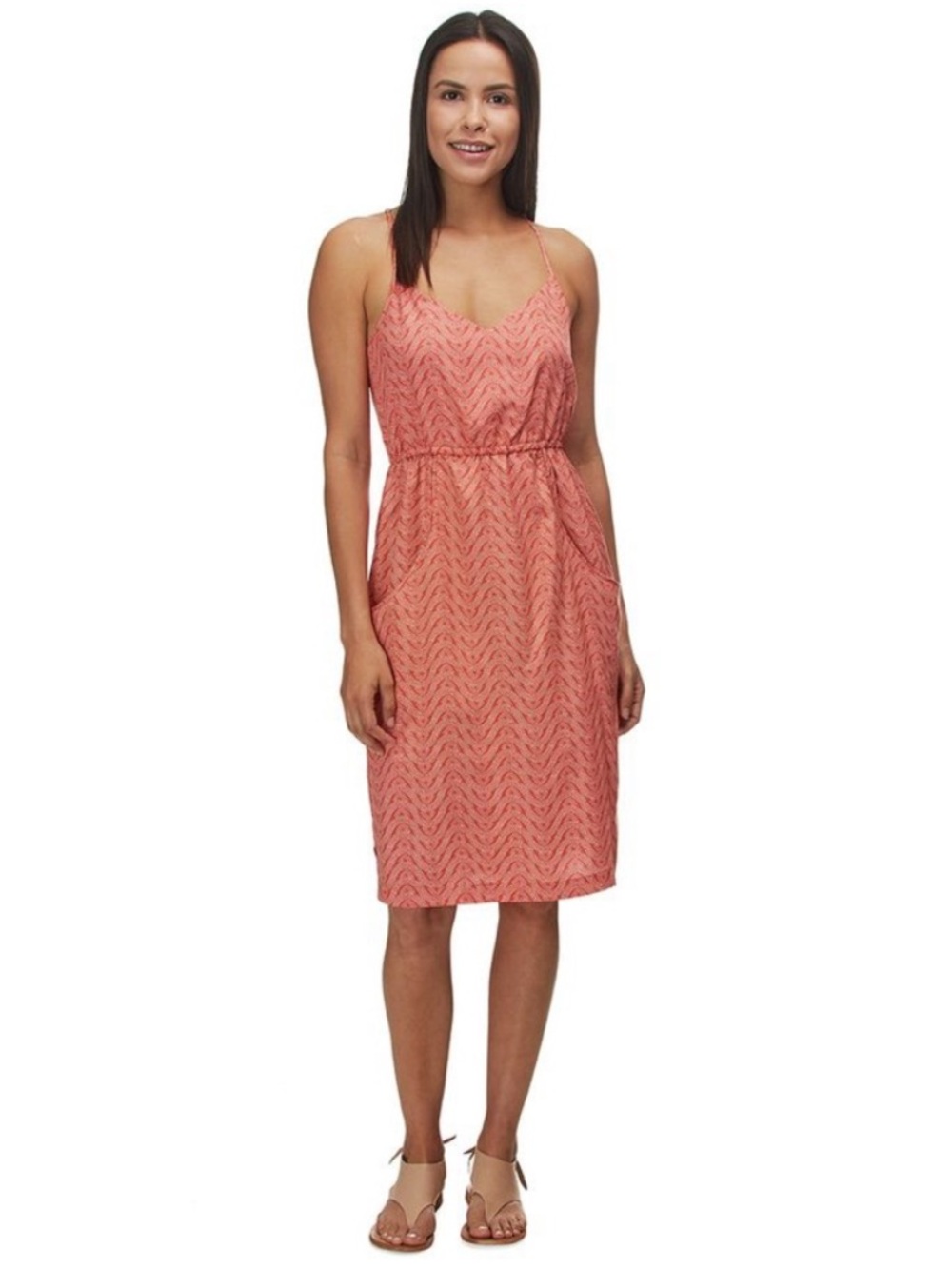 Patagonia Womens Orange Lost Wildflower Dress Sleeveless Sun Size Medium